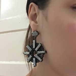 R J Graziano Gunmetal Rhinestone Drop Earring